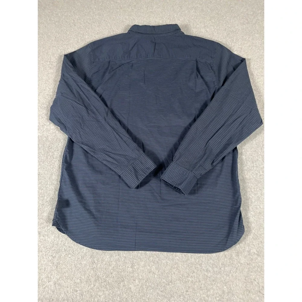 The North Face Mens XL Navy Blue Striped Long Sleeve Button Down Shirt Outdoor